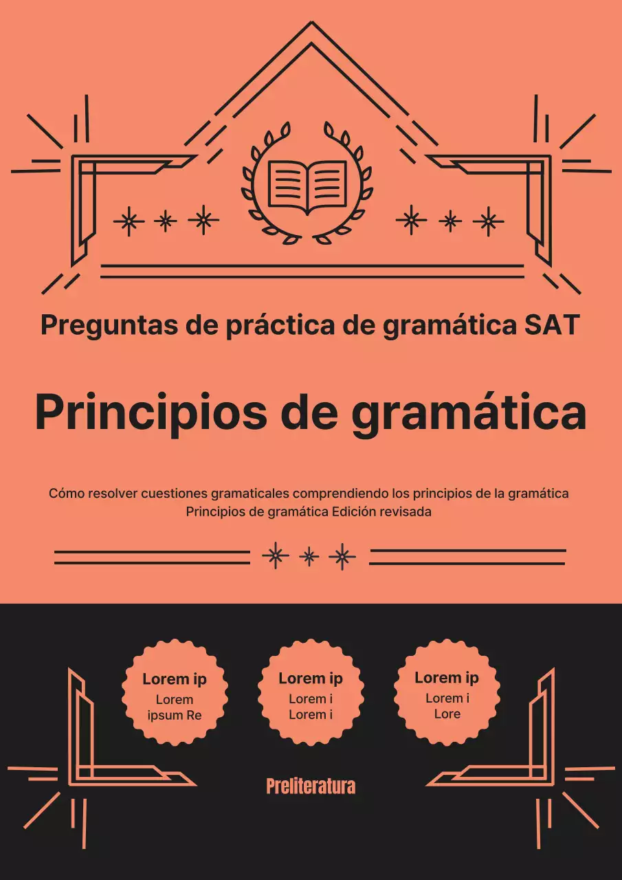 Exámenes de práctica de Lengua y Gramática inglesas SATs con líneas y bordes sencillos en rosa y negro.