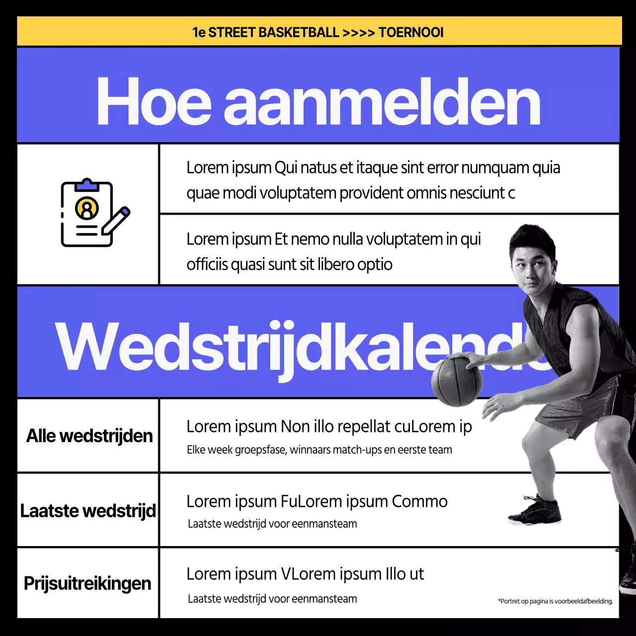 Krachtige straatbasketbal in paars en geel