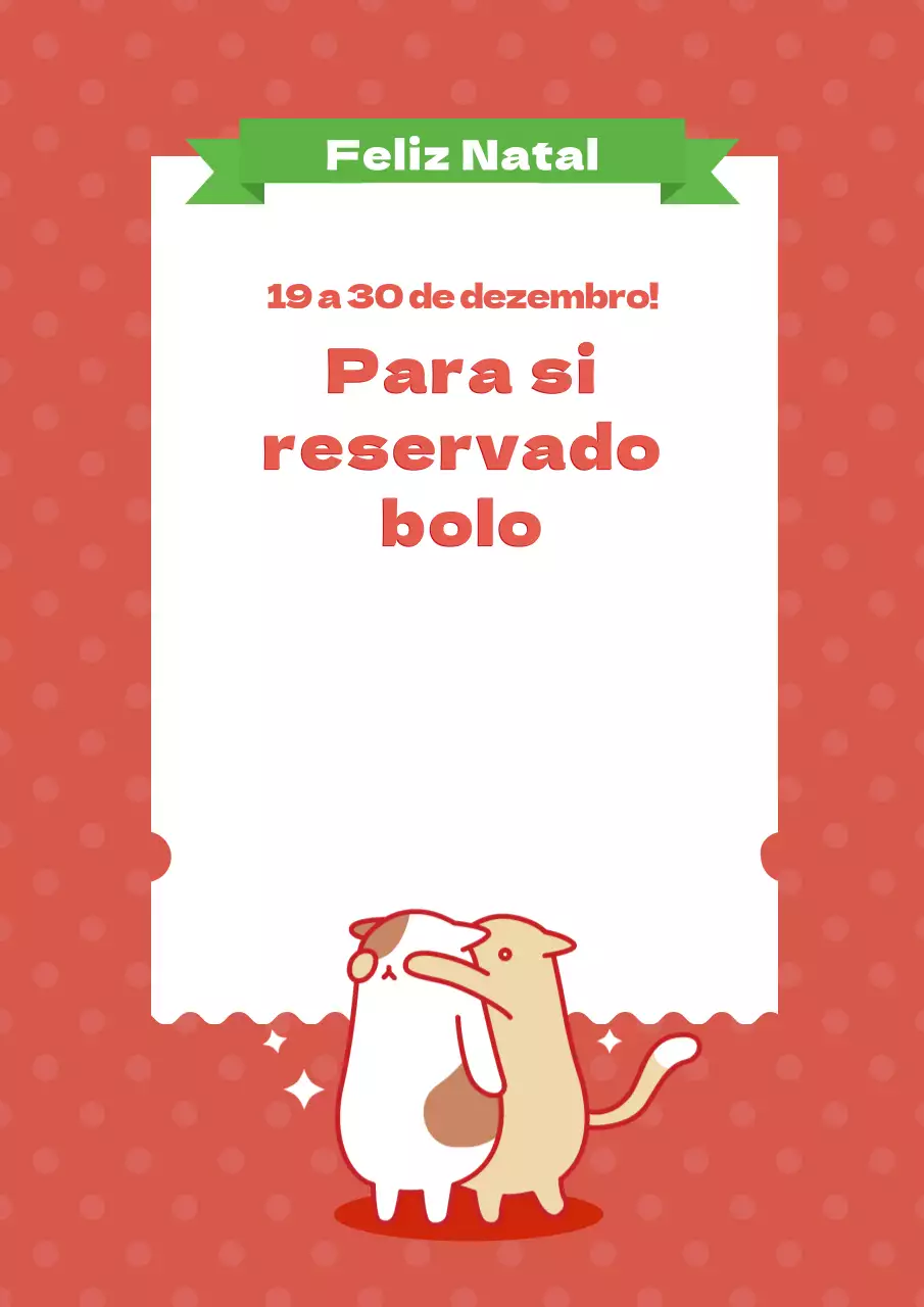 Folheto para promover a encomenda de um bolo vermelho de aniversário de Natal