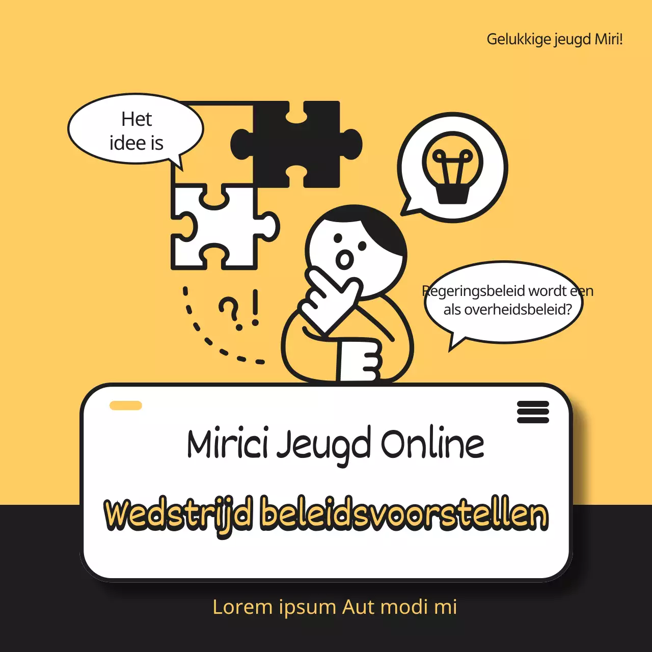 Geel zwart schattige illustratie jeugd online beleidsvoorstel wedstrijd