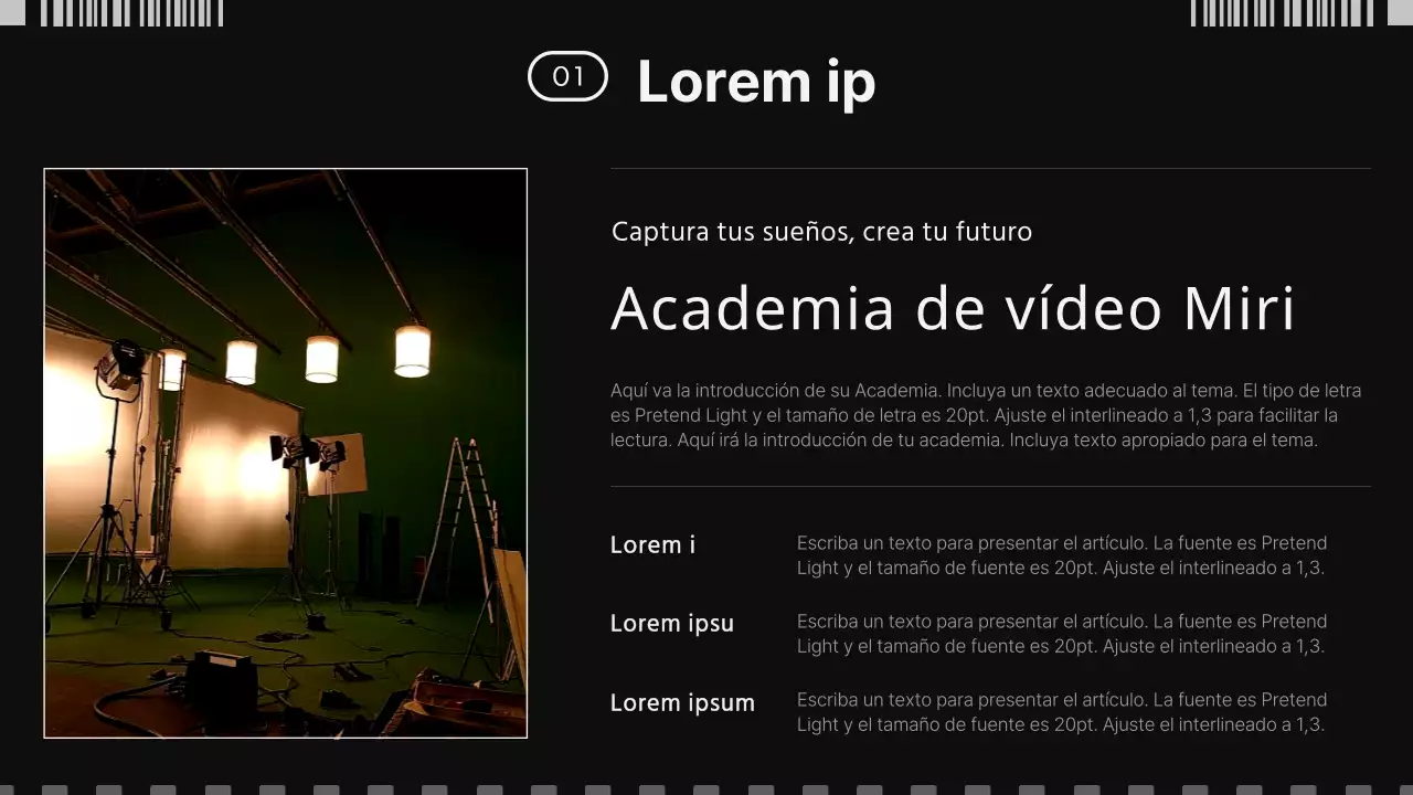 Concepto de película en blanco y negro para promocionar la Academia de Cine