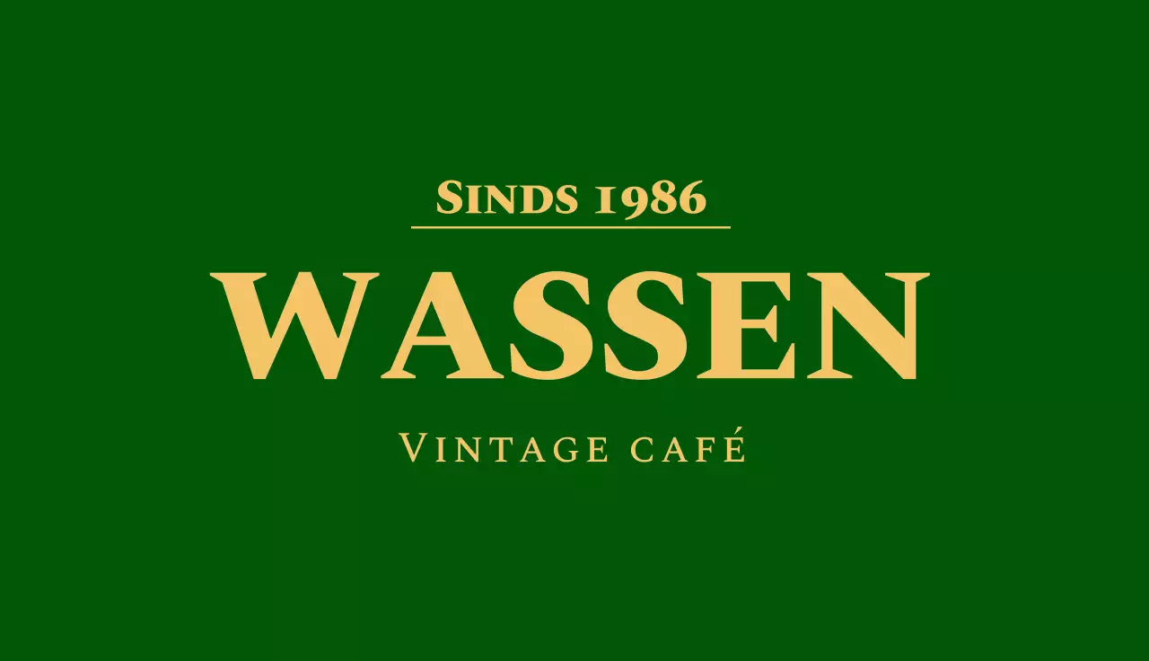 Vintage stempel coupon visitekaartje met cafe logo op groene achtergrond