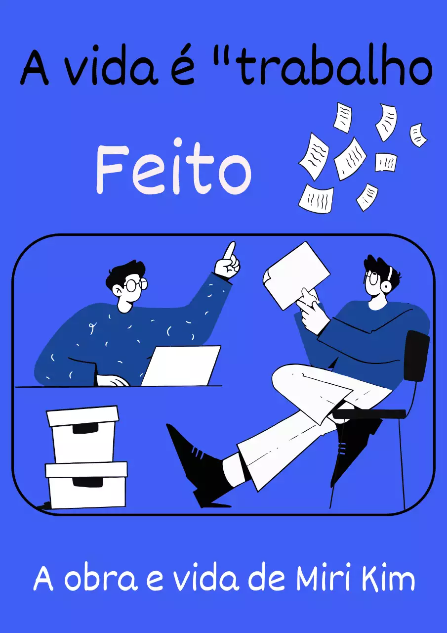 Capa simples de livro de vida e trabalho em azul e branco