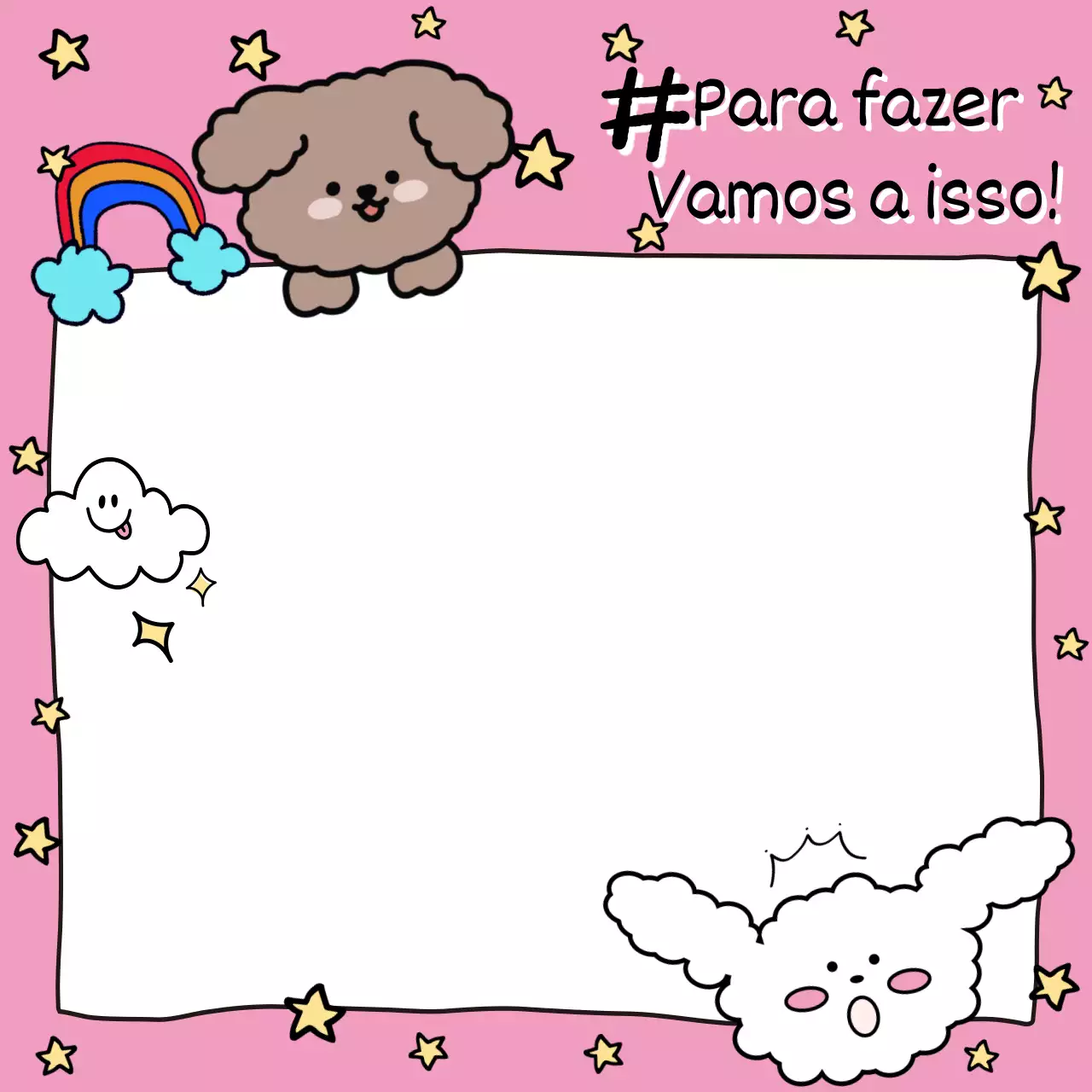 Papel de carta cor-de-rosa com conceito bichon desenhado à mão