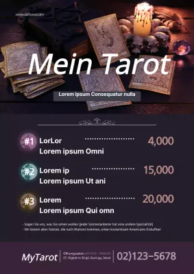 Die violette, mystische Menütafel im Tarogae