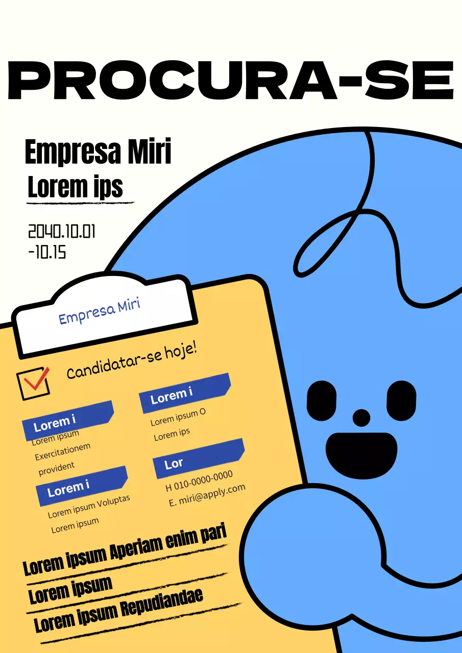 Anúncios de emprego simples em amarelo e azul