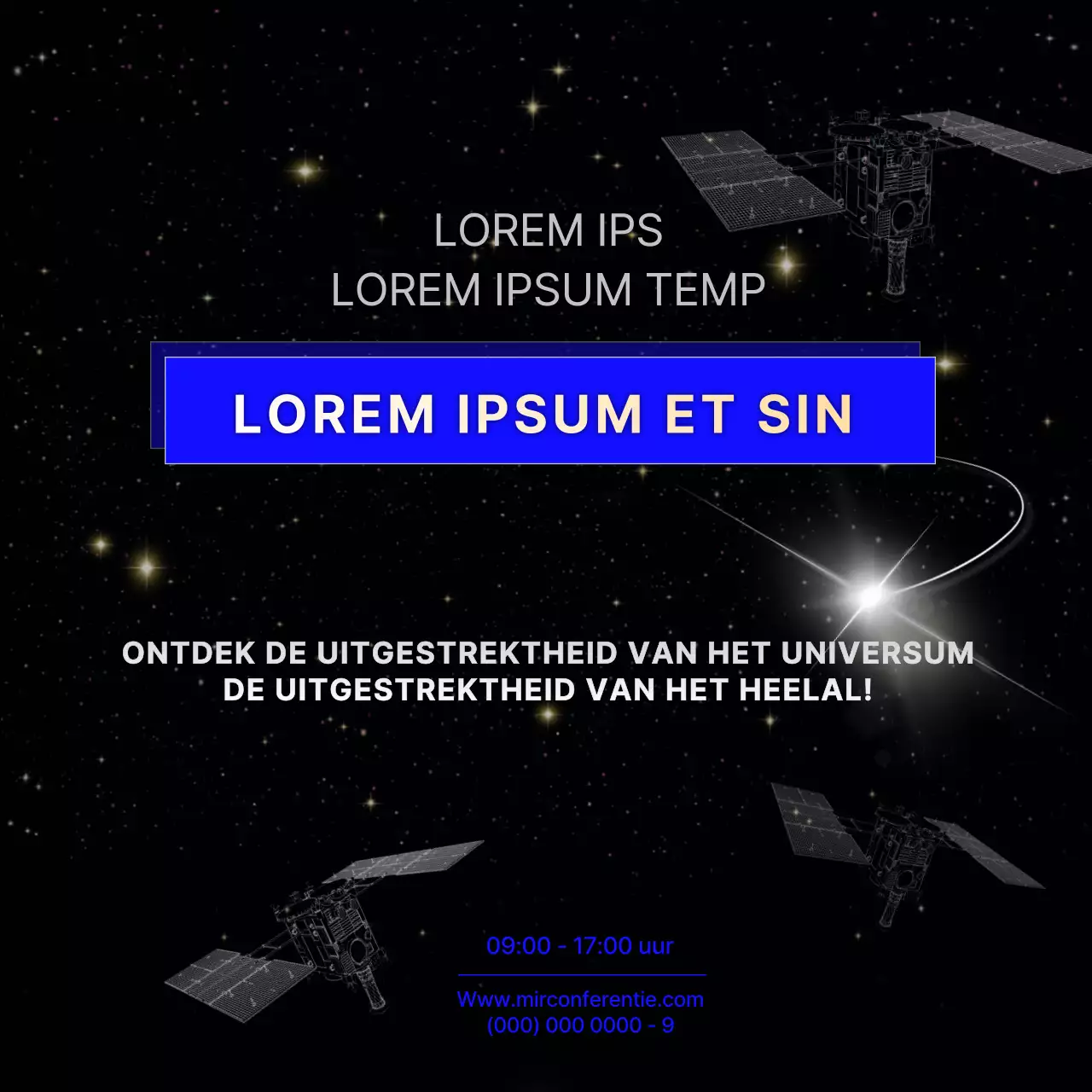 Zwart Blauw Eenvoudig Informatiecentrisch Satelliet Public Relations