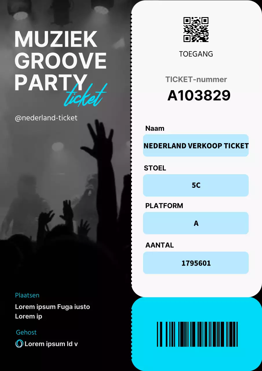 Promoot muziekconcerten met een lichtblauw ticketconcept