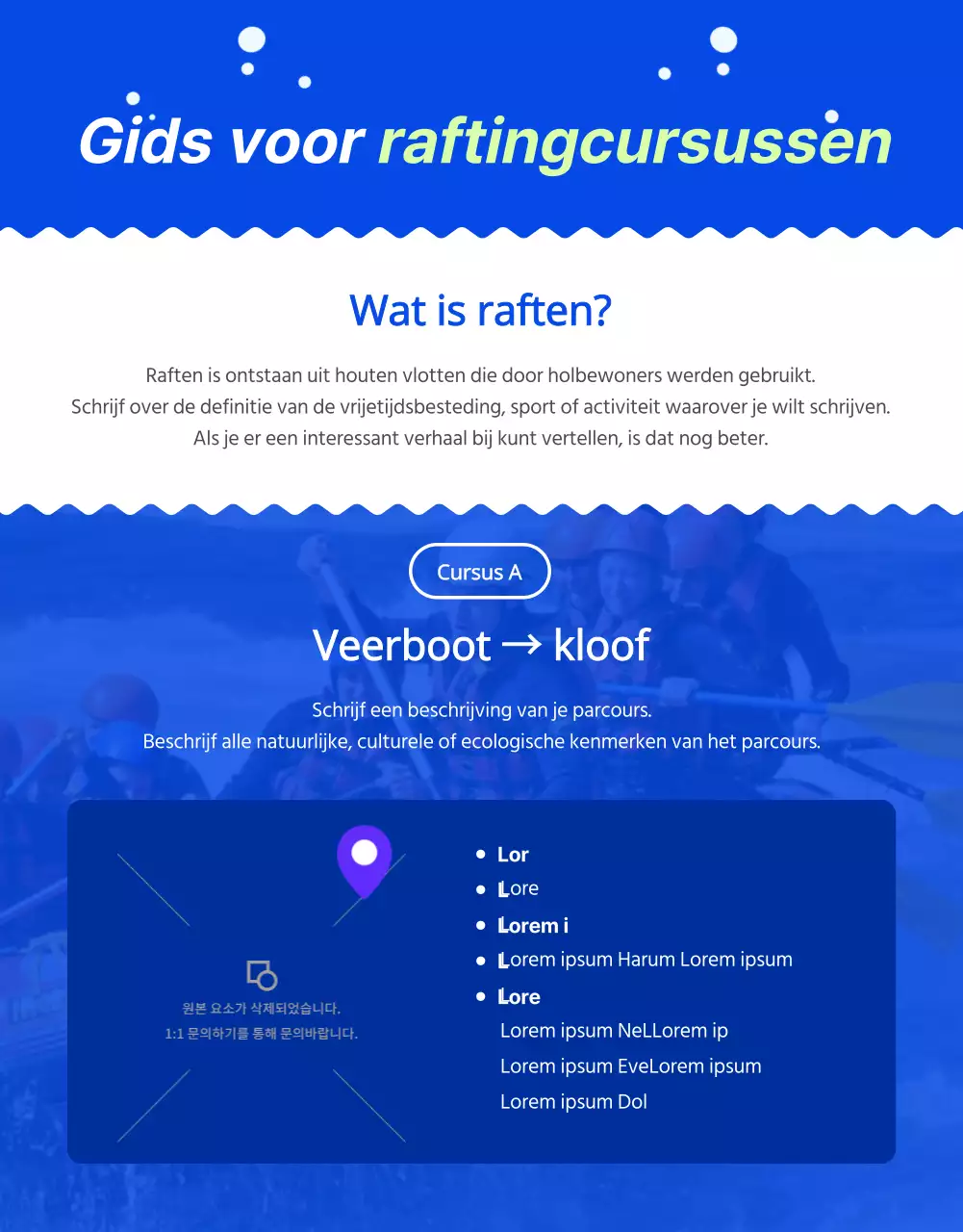 Promoot actief raften met waterspetters op een blauwe achtergrond