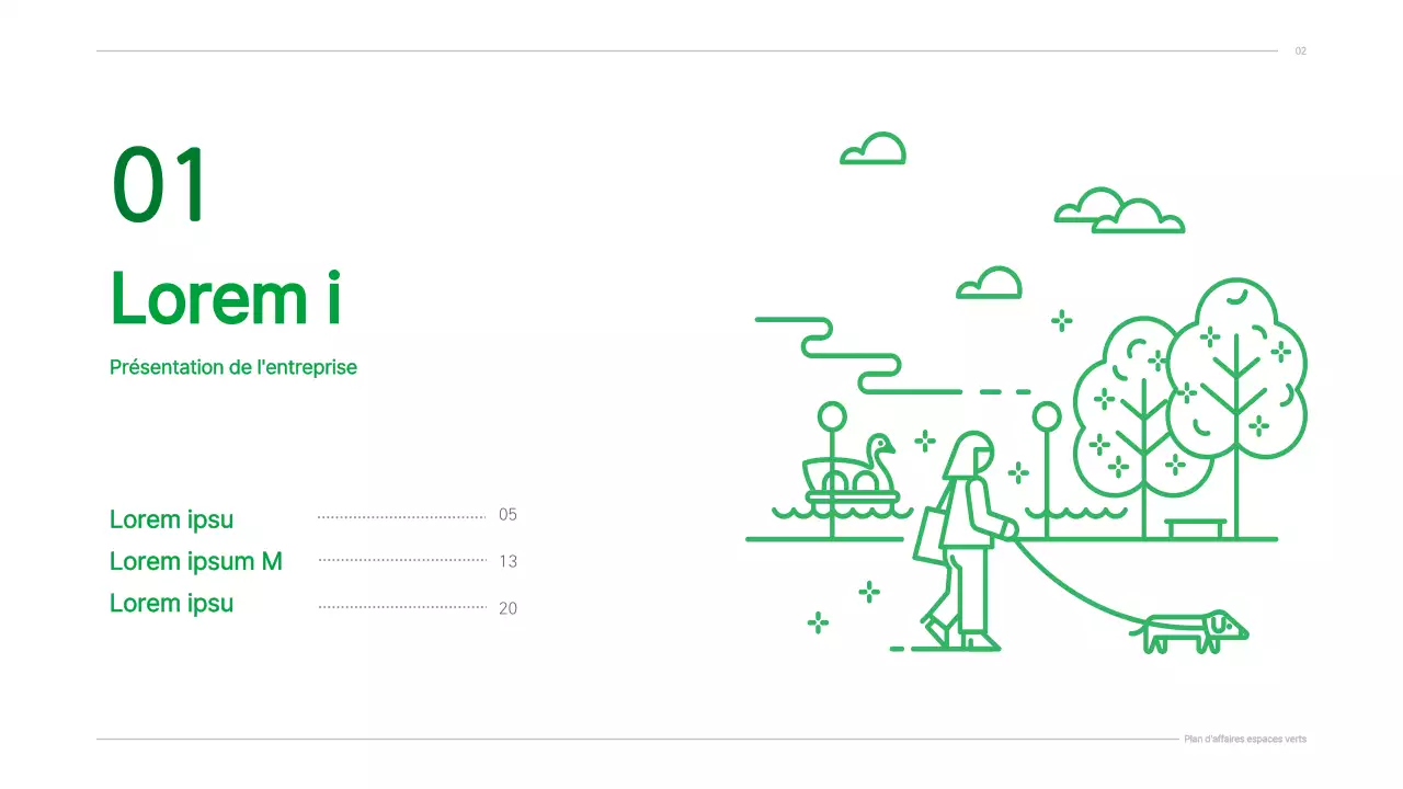 Plan d'affaires avec un concept vert, propre et illustré