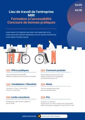 Concours de formation sur les meilleures pratiques en matière d'intégration sur le lieu de travail, avec un concept d'illustration bleu apaisant