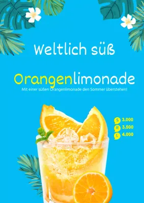 Bewerben Sie Ihr Orangeade Saisongetränke-Menü