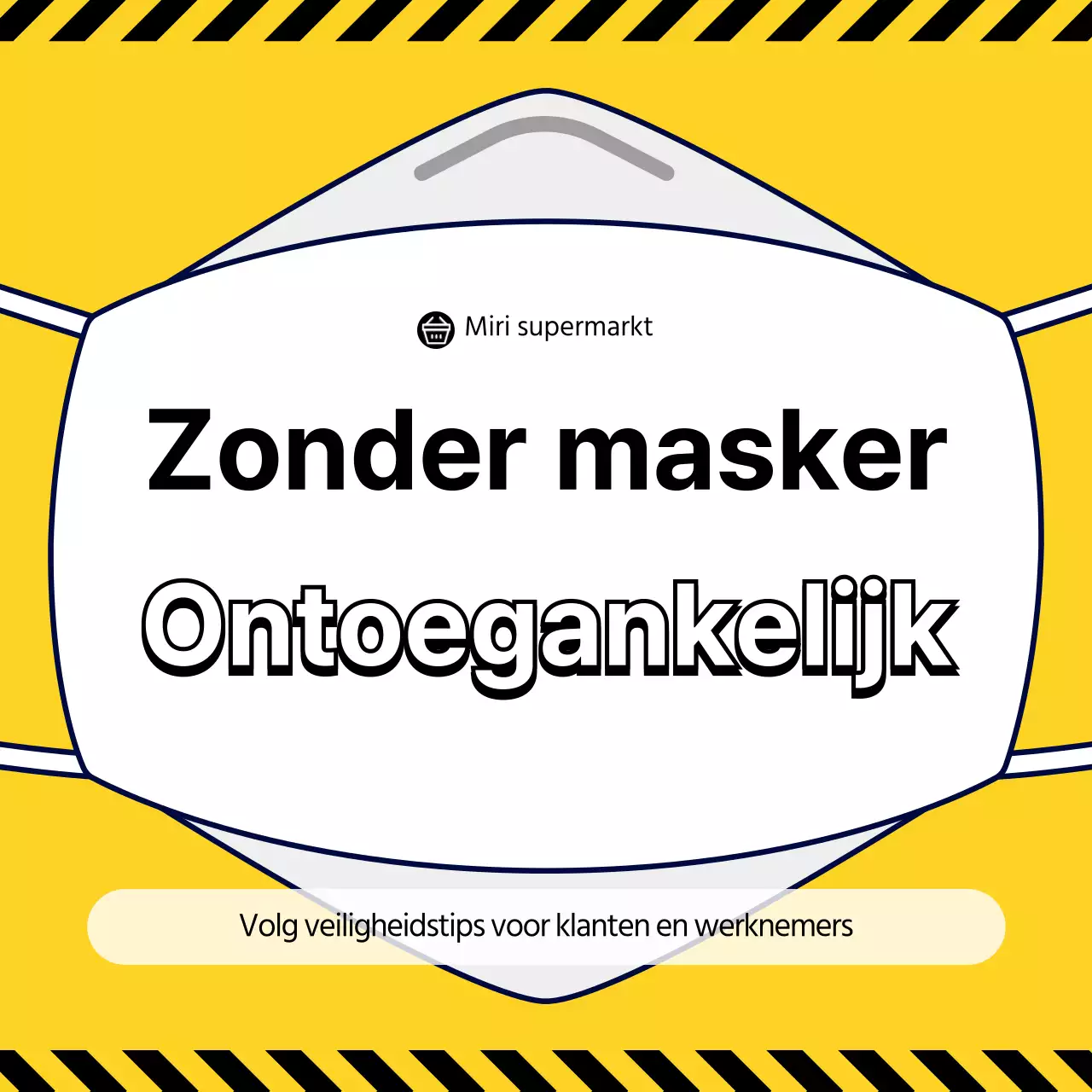 Maskers met gele en zwarte illustratieachtergronden zijn verboden