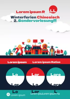Grüner und roter Werbeflyer für eine chinesische Sprachschule