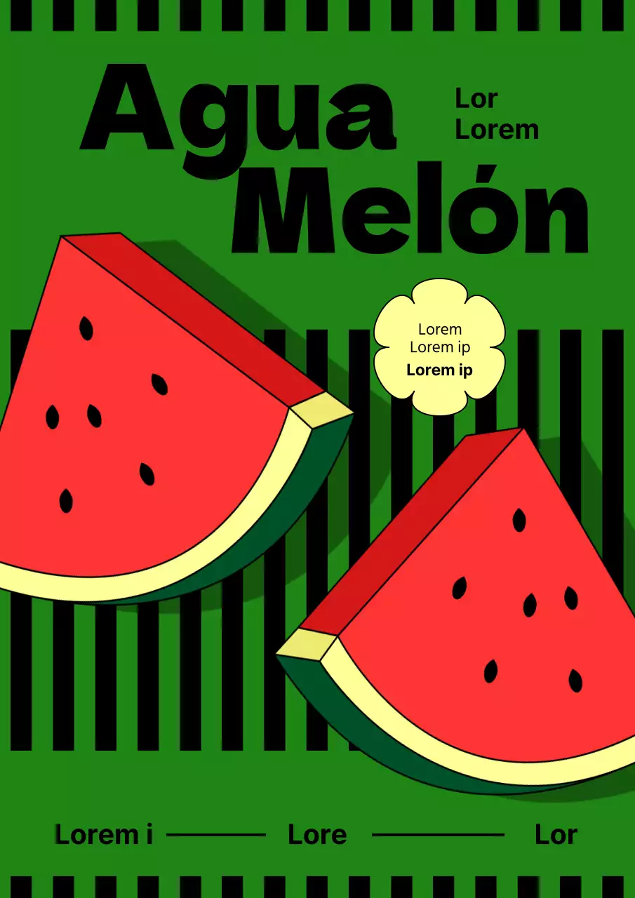 Promueve una venta de sandías kitsch en verde y rojo