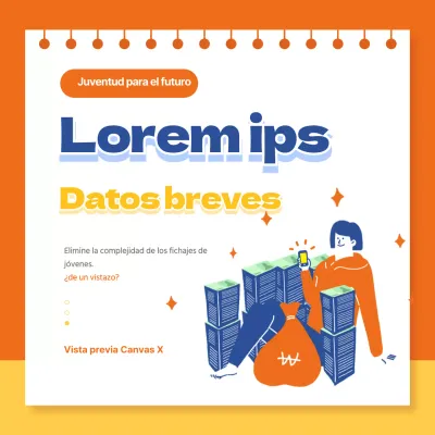 Texto del Préstamo Joven Naranja resaltado con ilustraciones