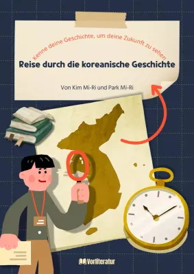Eine Entdeckungsreise durch die koreanische Geschichte vor einem marineblauen Hintergrund