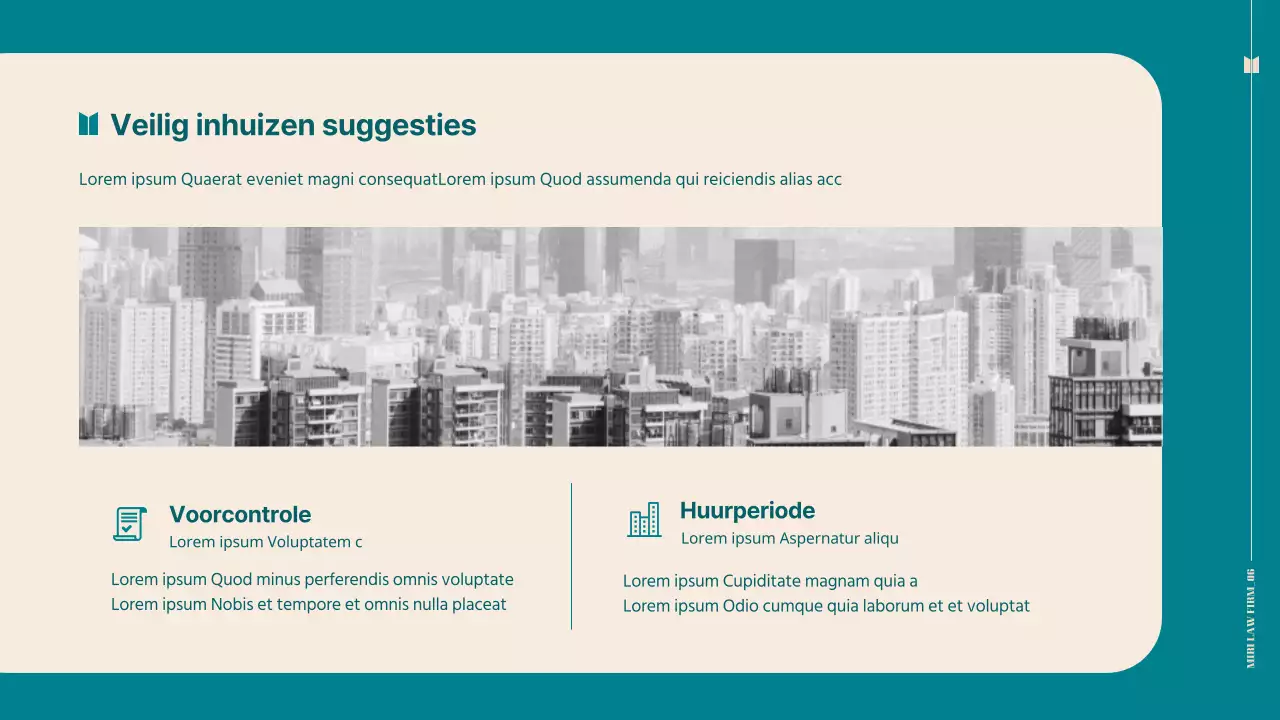 Professioneel advocatenkantoor met een eenvoudig turquoise thema