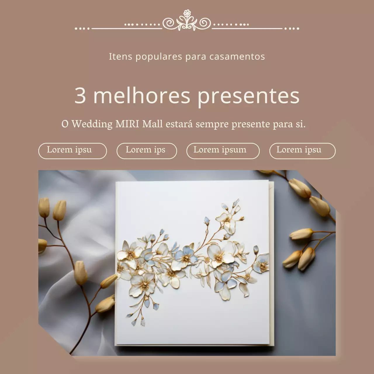 Tema promocional para lembranças de casamento de luxo em castanho e bege