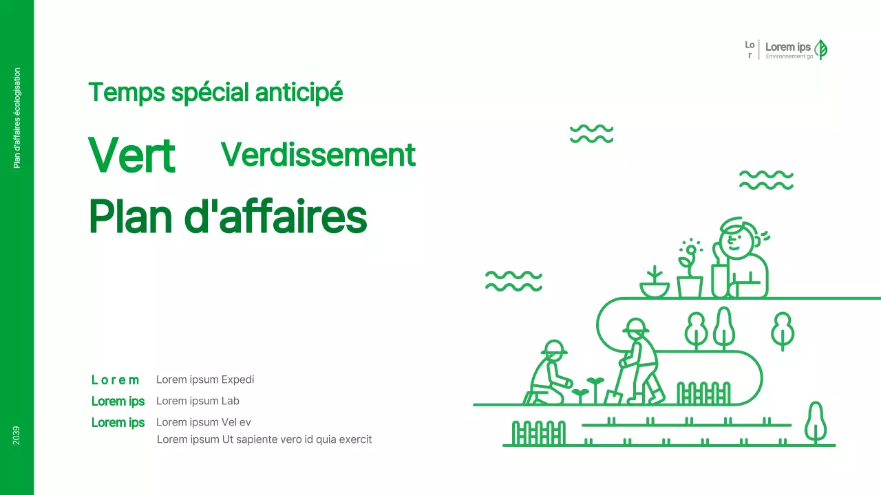 Plan d'affaires avec un concept vert, propre et illustré