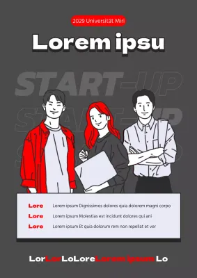 Line Illustration Konzept mit grau-roten hohen Kontrast monochromen Thema für Unternehmertum Club Rekrutierung