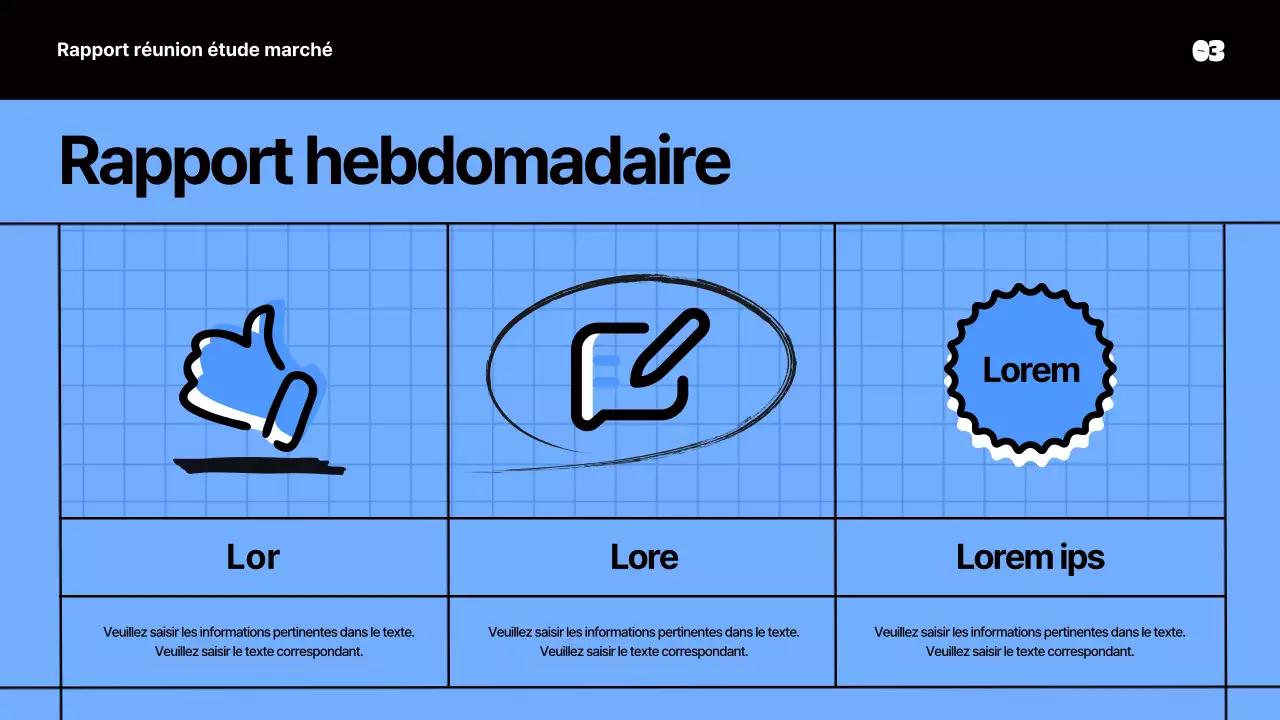 Présentation d'une étude marketing avec un carnet de notes bleu