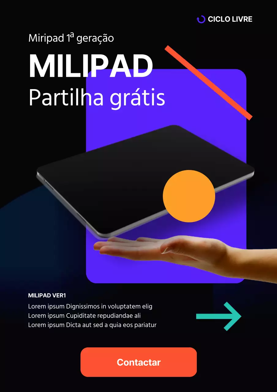 Tablet pad abstrato gratuito em preto e cores vivas para oferecer