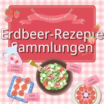 Eine Sammlung von Erdbeerrezepten mit einer rosa Illustration