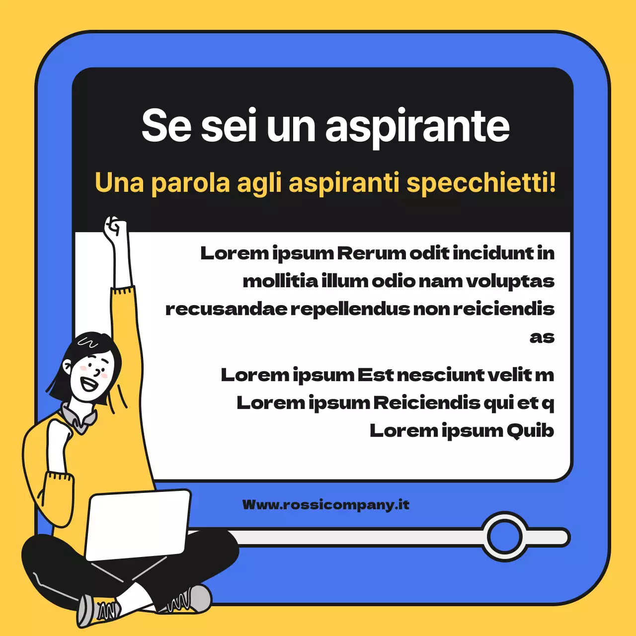 Una semplice promozione per un colloquio di lavoro in blu e giallo