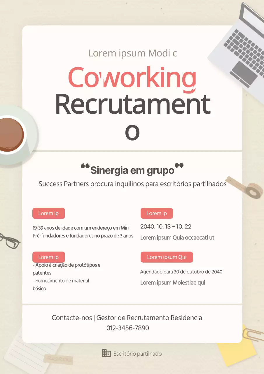 bege ilustração spacebusiness coworking facility proposta coworking space recrutamento web poster