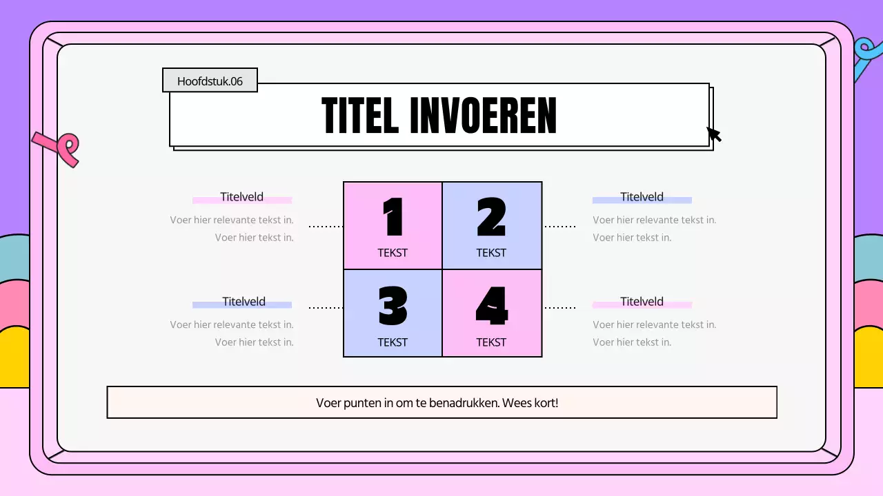 Een kitscherig businessplan in roze en paars