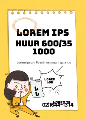 Promoot eenvoudige nieuwbouwvermeldingen met een gele illustratie van een vastgoedmedewerker