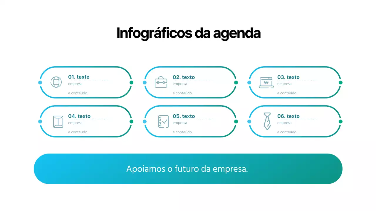 Infografia simples de listagem de empresas com um gradiente azul
