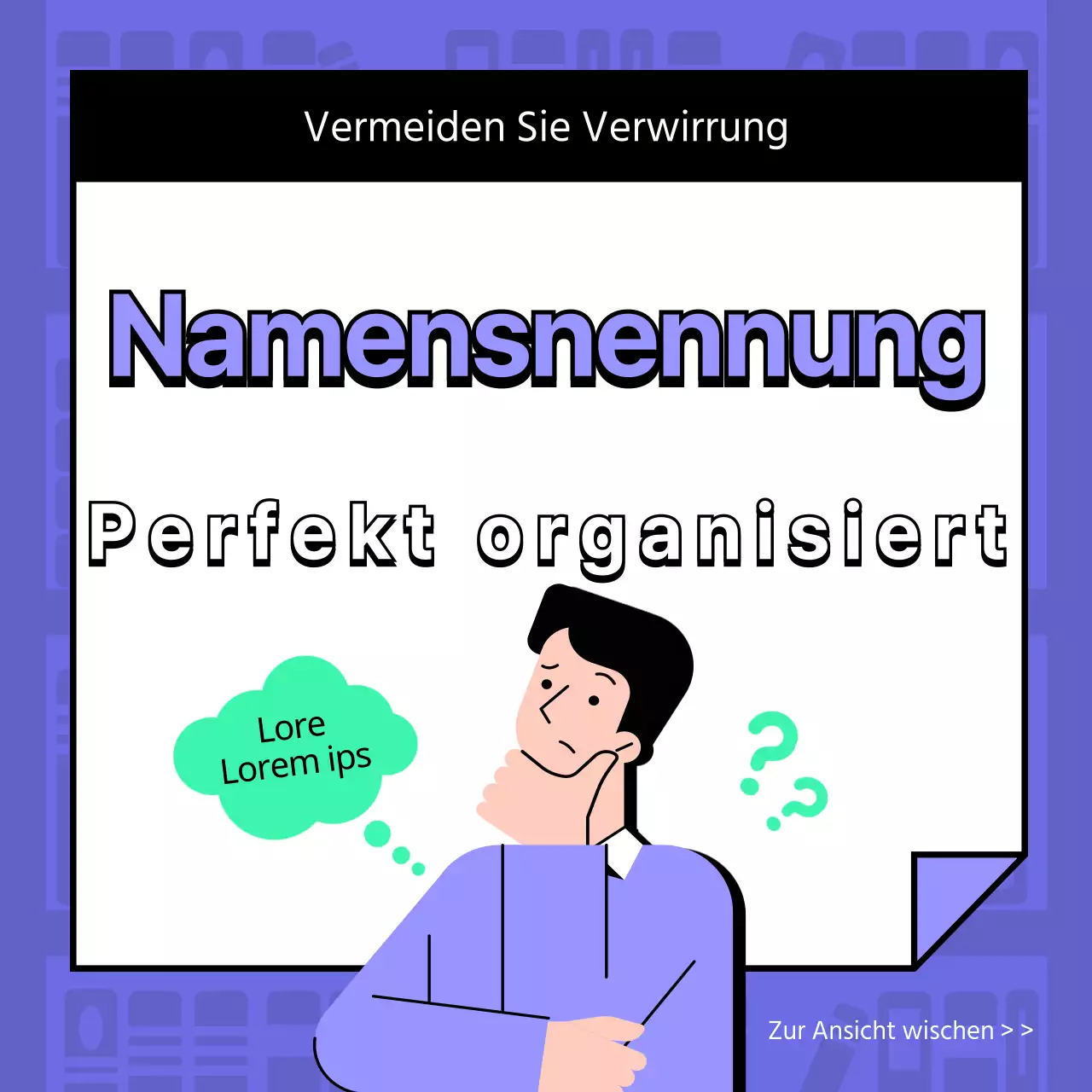 Lila und mintfarbene Hervorhebung der Illustration Attribution