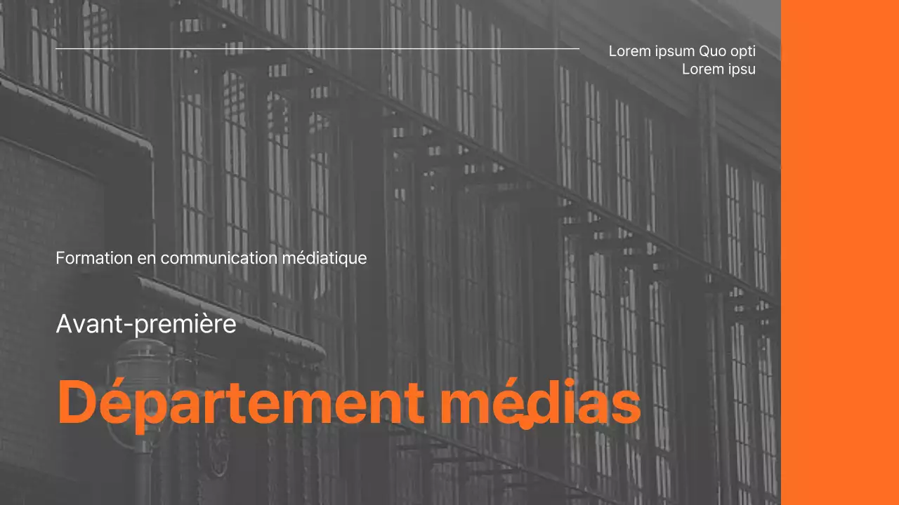 Gris et orange modernes présentation du service des relations publiques de l'université