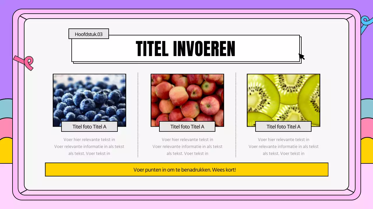 Een kitscherig businessplan in roze en paars