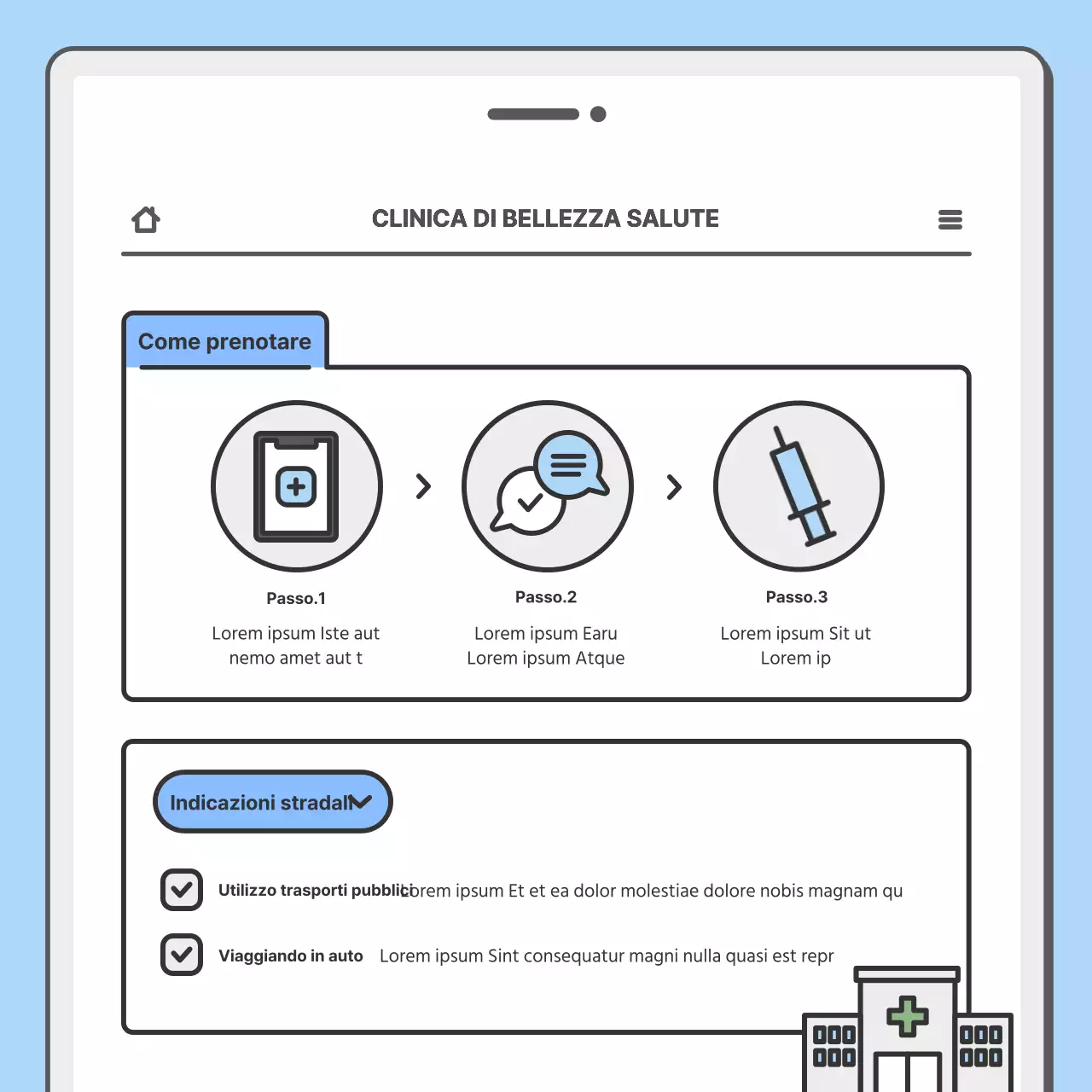 Promuovete il vostro ospedale con un simpatico concept mobile in azzurro