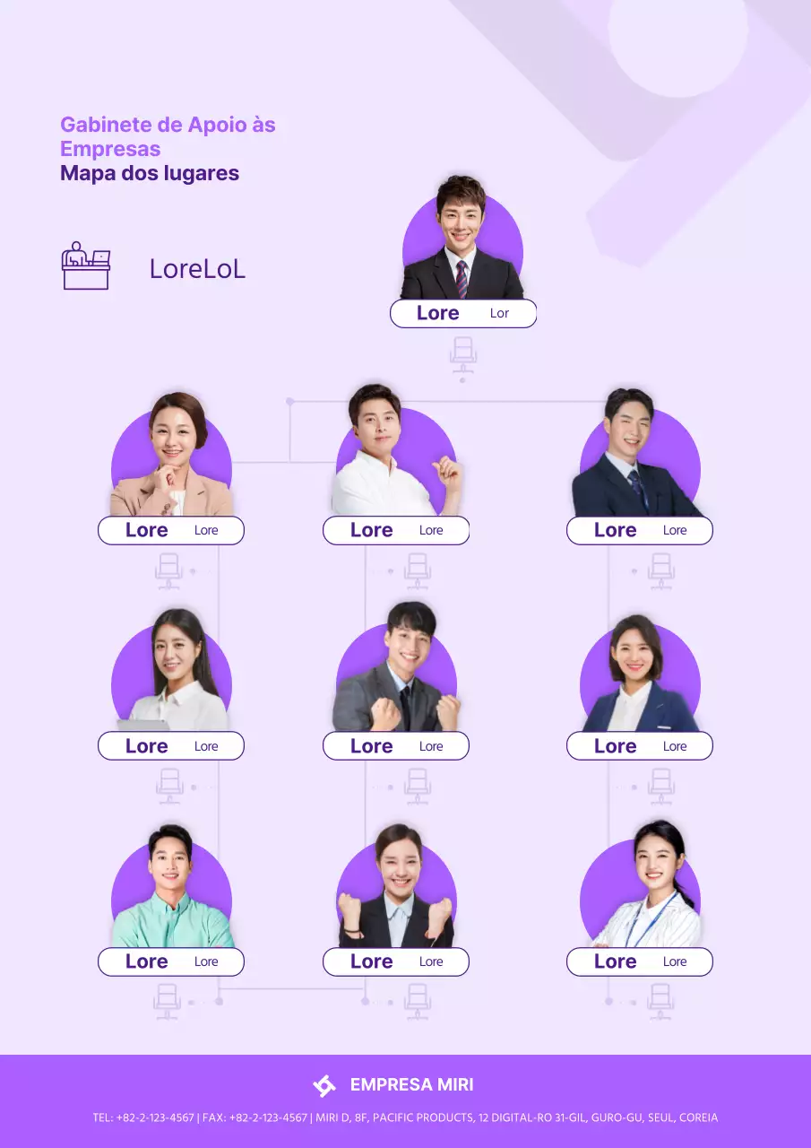 Mapa de assentos simples para empresas, orientado para as pessoas, de cor púrpura
