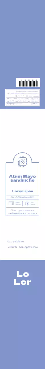 Etiqueta de sanduíche azul, limpa e ilustrada