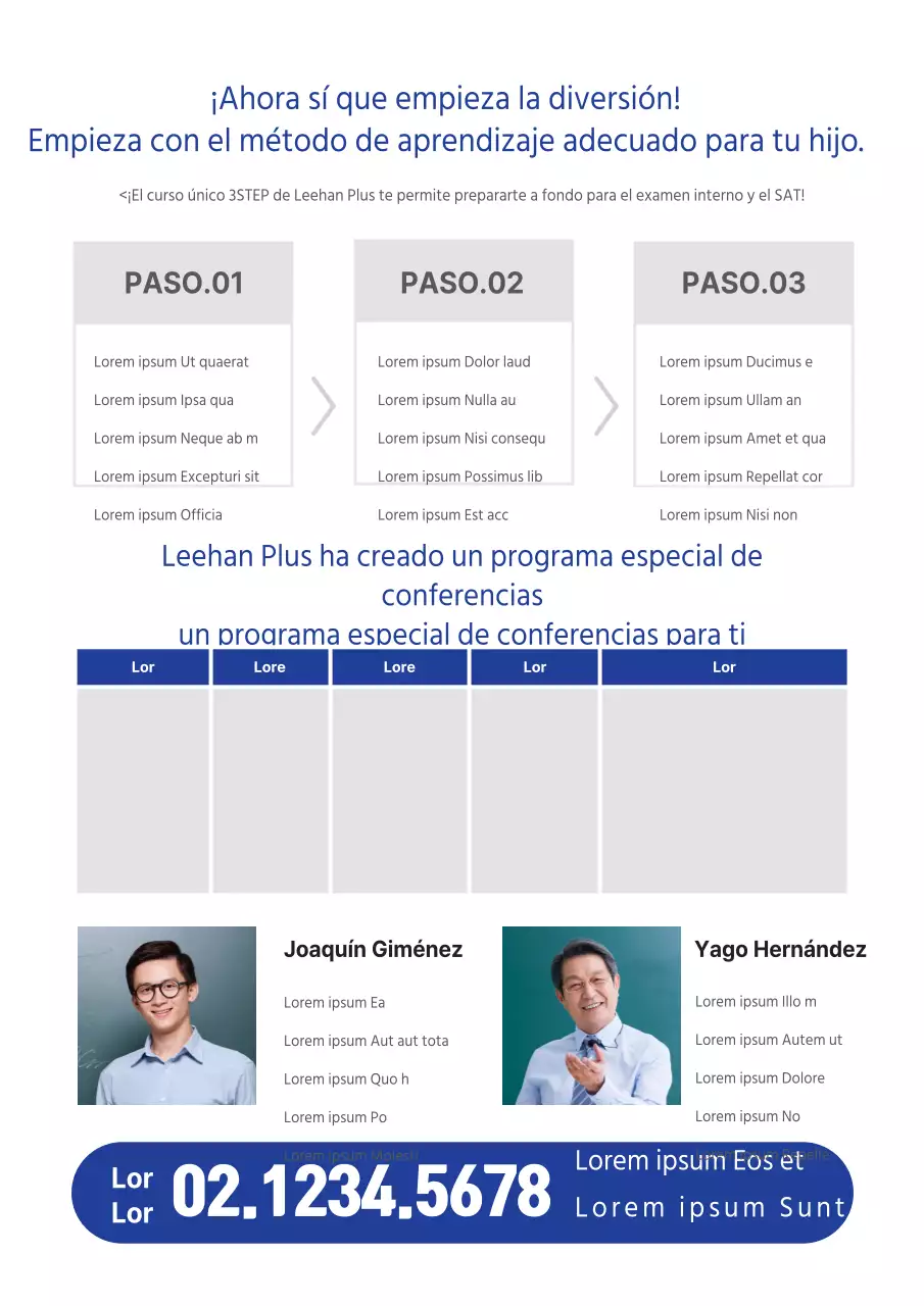 Clean maths school promotion with blue and grey teacher photos