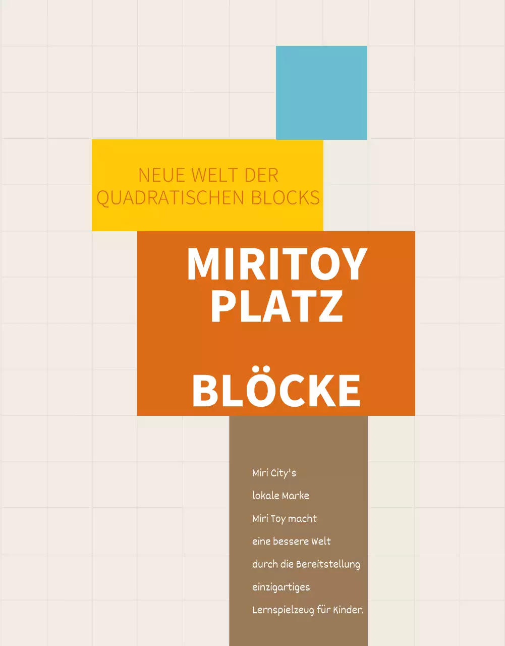 Gelb Blau Braun Quadratisch Blocktoy Kindergemeinde Promotion