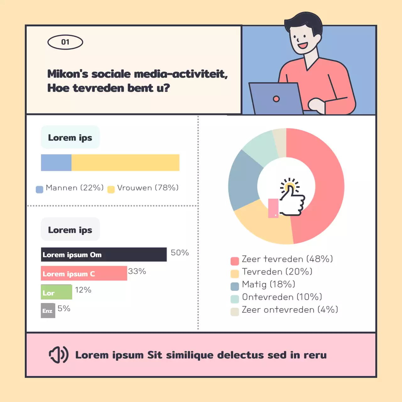 Schone overzichten met schattige roze en gele illustraties