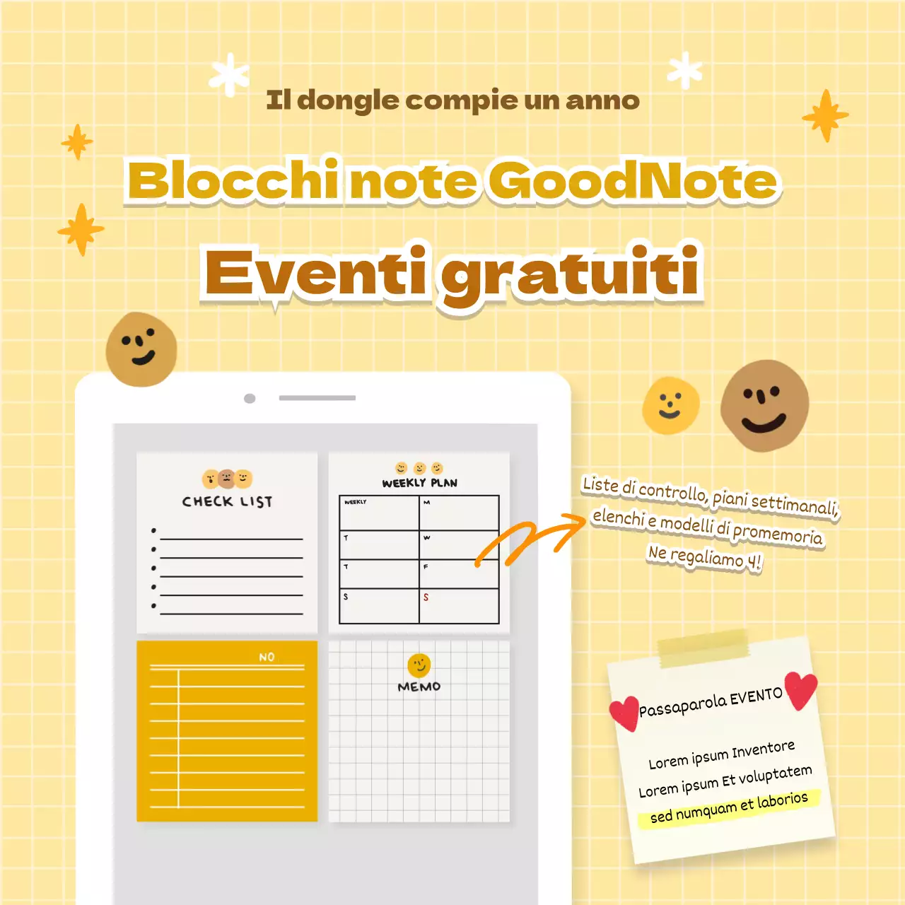 Dettagli dell'evento giveaway del taccuino giallo