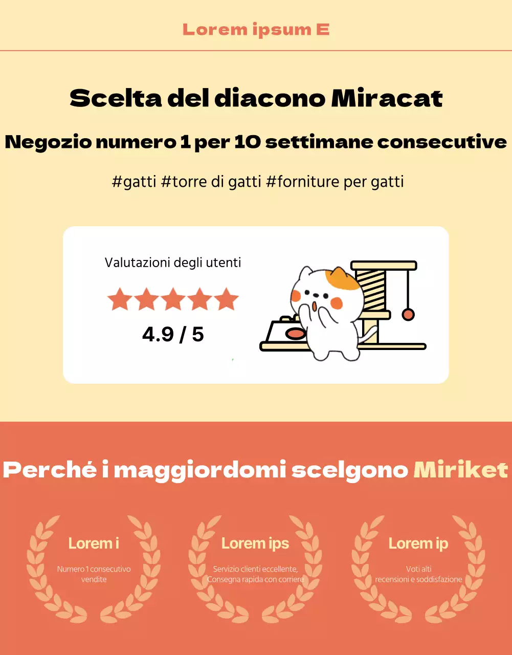 Simpatiche illustrazioni in arancione e giallo in vendita per i gatti