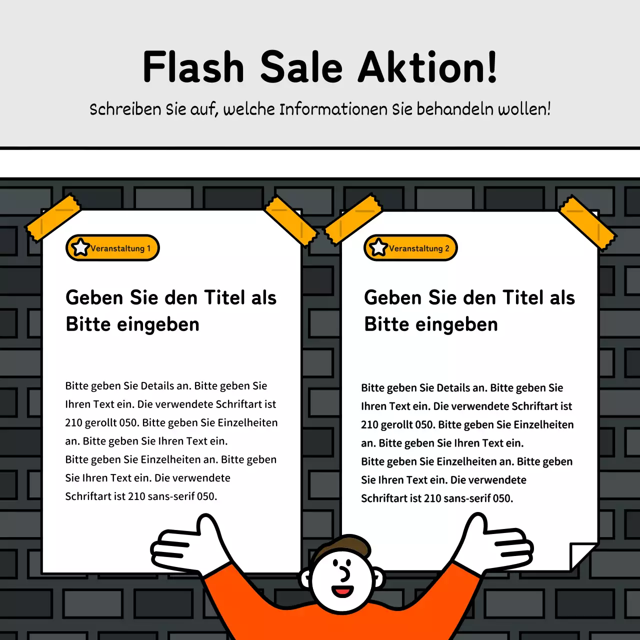 Einfache und niedliche Illustration Stil Veranstaltung mit blauen, roten und gelben Akzenten