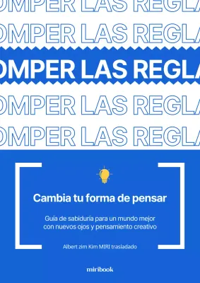 Un libro de autoayuda con modernos textos en azul y blanco