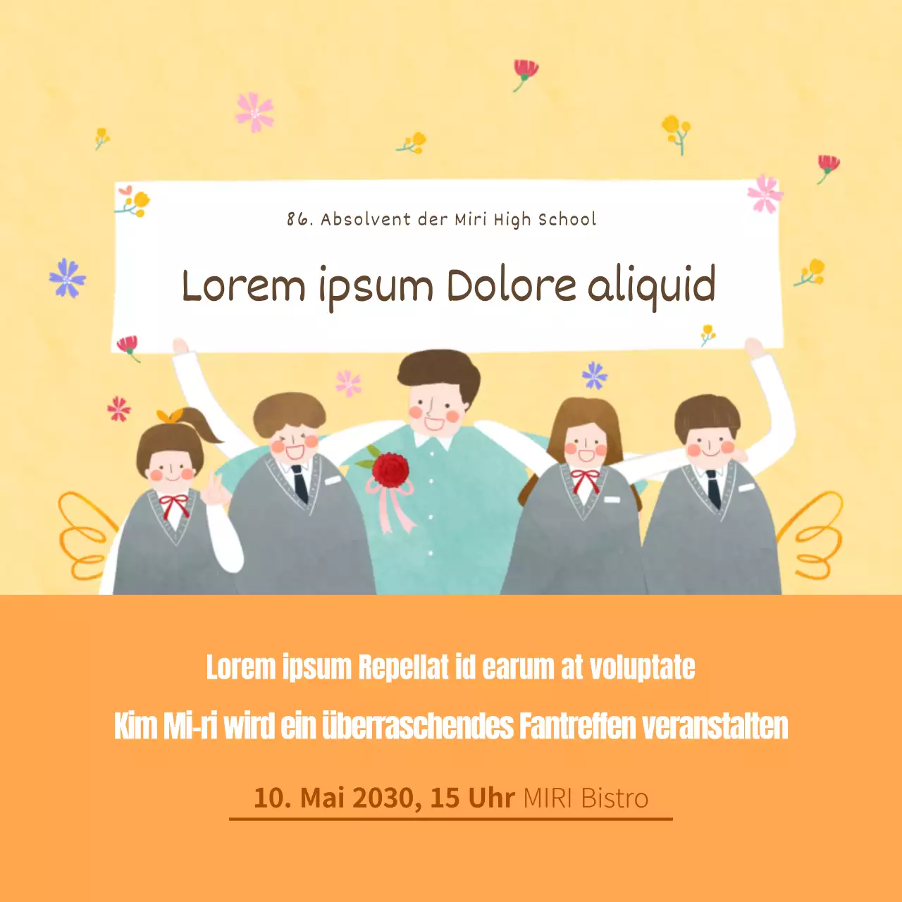 Gelb gefärbtes Konzept zum Tag des Lehrers - Inhalt des Klassentreffens