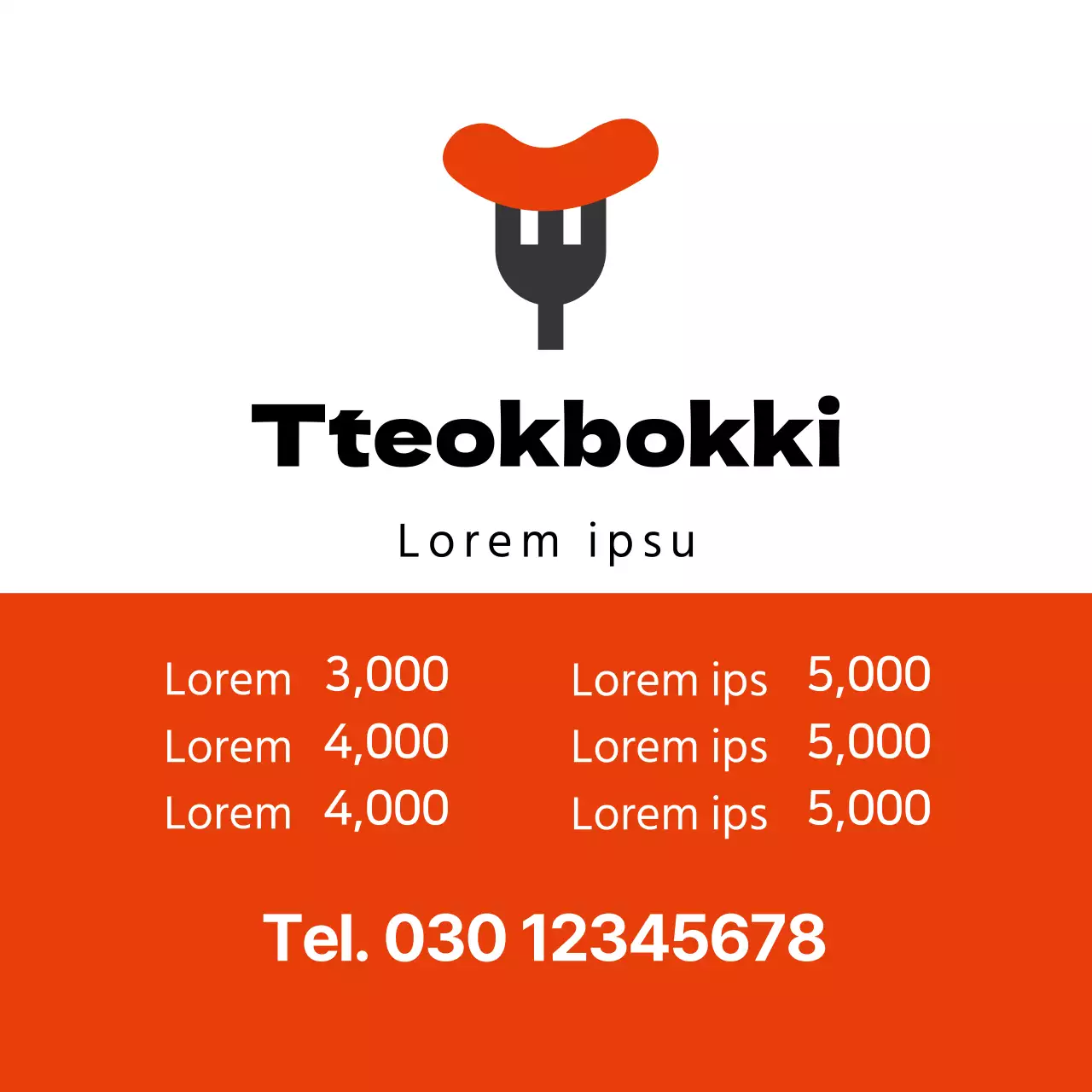 Orangefarbene Illustration wirbt geschickt für Restaurantportionen