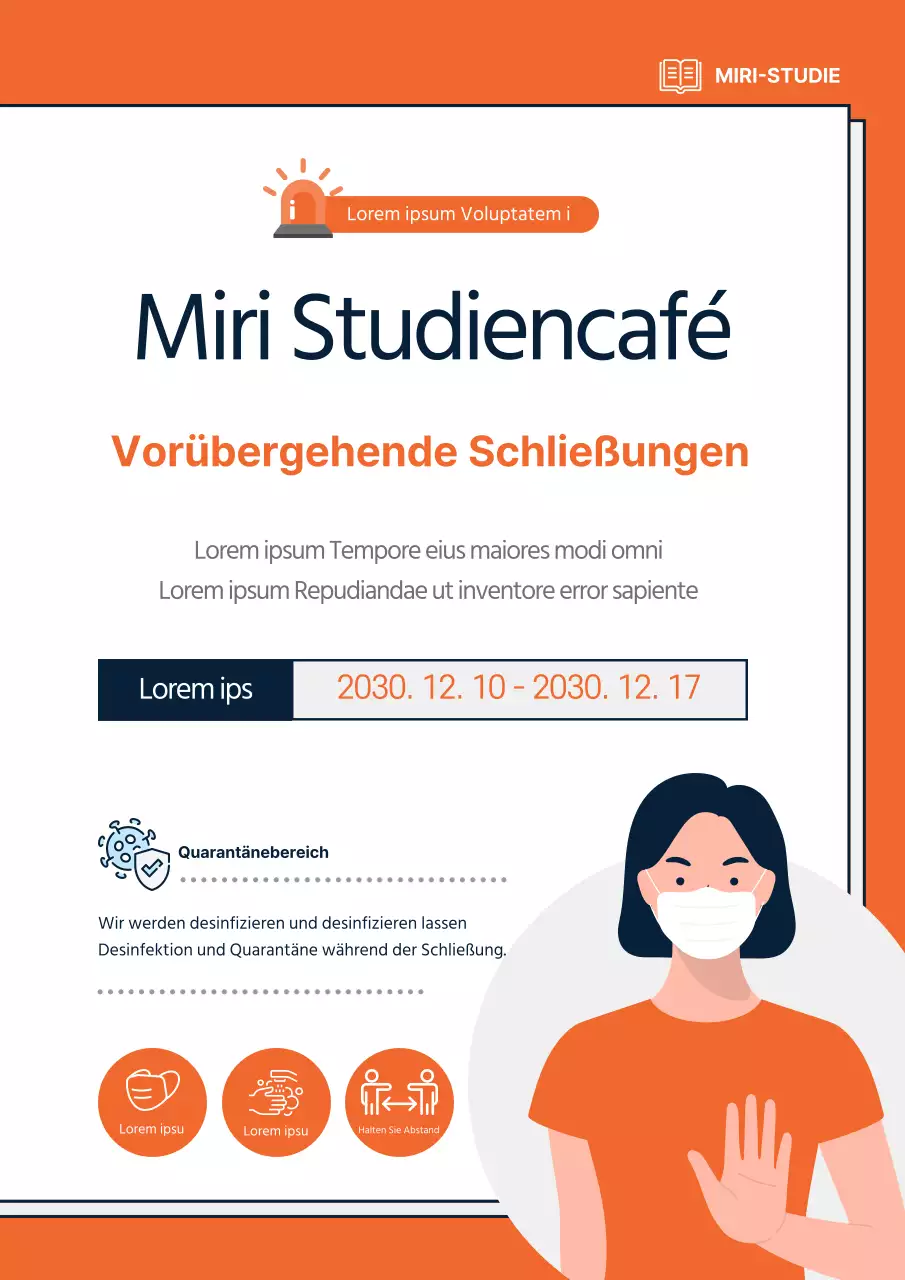 Orange Neat Illustration Cafe Vorübergehende Schließung