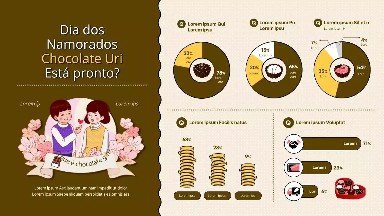 Inquérito sobre o chocolate de fidelização para trabalhadores de escritório castanhos e amarelos no Dia dos Namorados